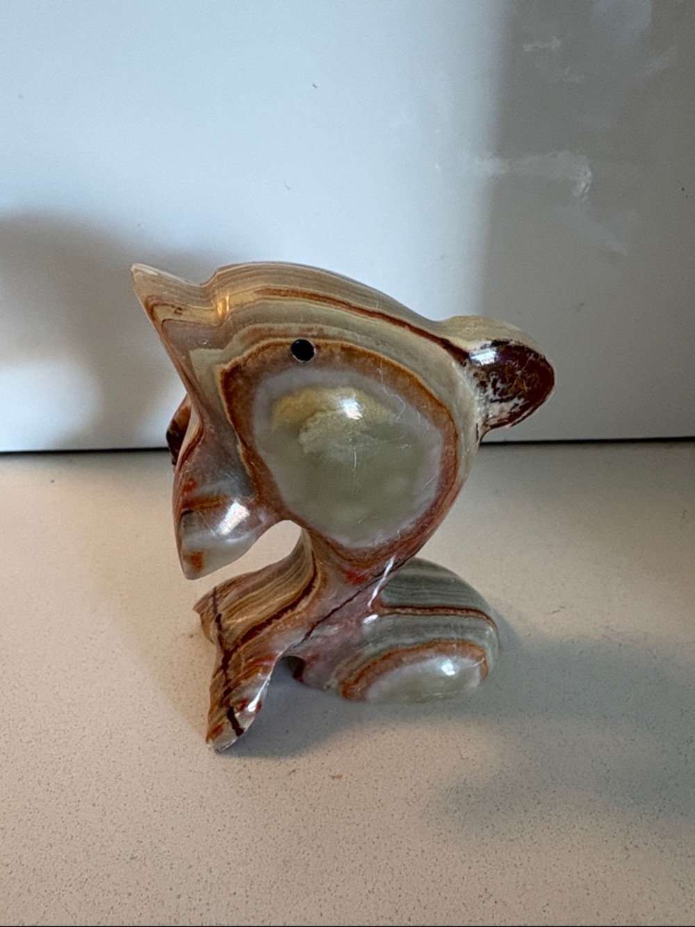 Vintage Polished Onyx Dolphin Figurine